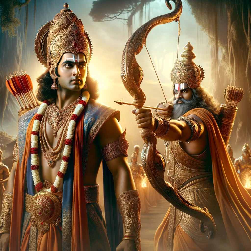 Parashurama Challenges Rama to String Vishnu’s Bow